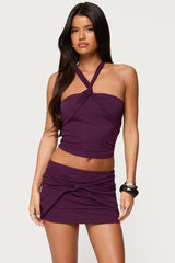 Maggi Knotted Backless Mesh Top