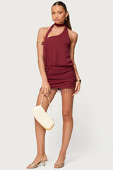 Danit One Shoulder Fringed Mini Dress
