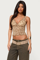 Araura Lace Velvet Floral Top