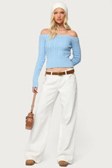 Taniza Off Shoulder Cable Knit Sweater