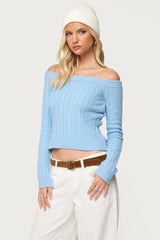 Taniza Off Shoulder Cable Knit Sweater