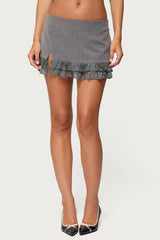 Mona Lacey Slit Pinstripe Mini Skort