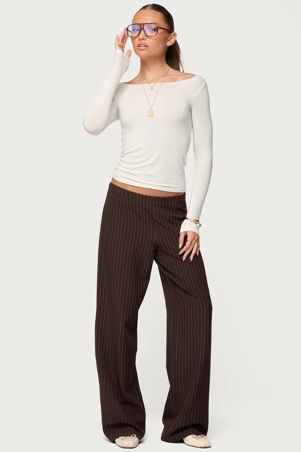 Kerie Pinstripe Low Rise Pants