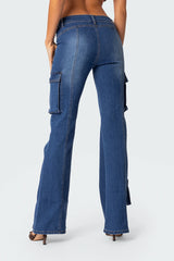 Roslyn Low Rise Flared Cargo Jeans