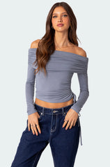 Gathered Fold Over Drawstring Top