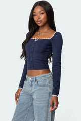 Ansley Lacey Cable Knit Top