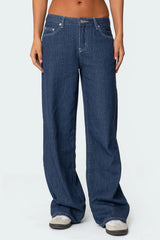 Pinstripe Low Rise Baggy Jeans
