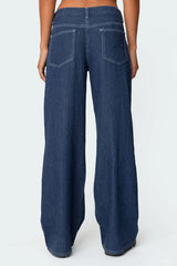 Pinstripe Low Rise Baggy Jeans