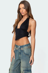 Open Back Triangle Halter Top