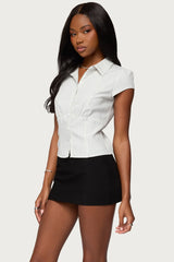 Juney Pinstripe Tailored Button Up Shirt