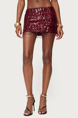 Dalis Fringed Sequin Mini Skirt