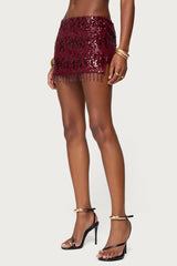 Dalis Fringed Sequin Mini Skirt