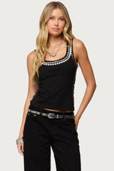 Studded Built In Bra Tank Top