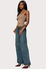 Cielle Wide Strap Gathered Top