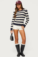 Mildred Striped Cable Knit Cardigan