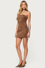 Carina Strapless Faux Suede Mini Dress