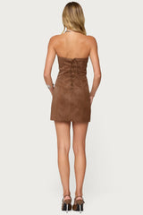 Carina Strapless Faux Suede Mini Dress