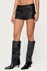 Reese Studded Faux Leather Micro Shorts