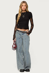 Layered Lace Sleeve T Shirt