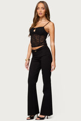 Janice Sheer Lace Keyhole Tank Top