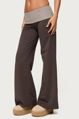 Meshey Striped Fold Over Pants