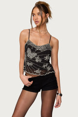 Opal Bead & Sequin Chiffon Tank Top