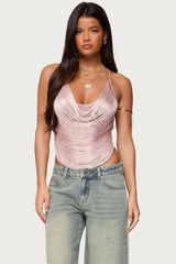Elenie Fringed Cowl Neck Top