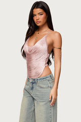 Elenie Fringed Cowl Neck Top