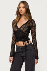Medora Sheer Lace Wrap Top
