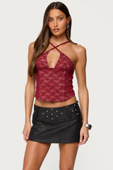 Tyra Crisscross Lace Boned Top