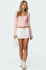 Morgyn Lace Trim Ribbed Top