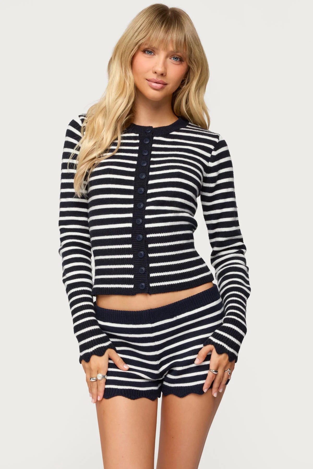 Soren Contrast Striped Knit Cardigan