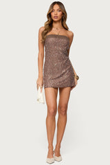 Sequin Lace Backless Mini Dress