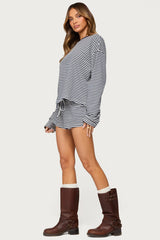 Jainee Striped Drawstring Shorts