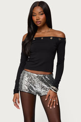 Trina Grommet Off Shoulder Top