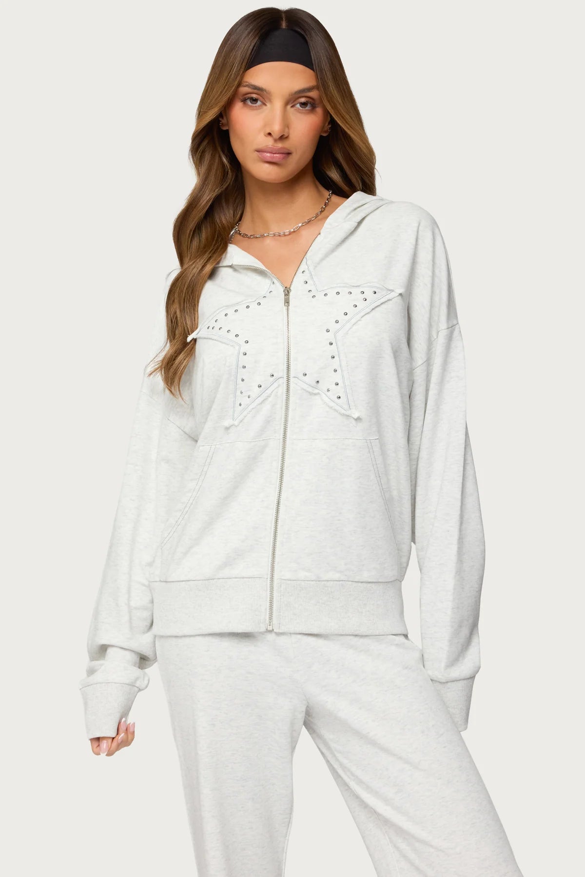 Briela Star Studded Zip Up Hoodie
