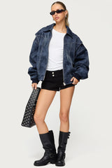 Ownley Oversized Faux Leather Bomber Jacket