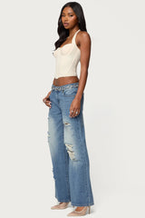 Frye Distressed Low Rise Baggy Jeans