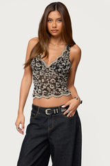 Araura Lace Velvet Floral Top