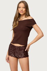 Holly Glitter Off Shoulder Top
