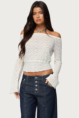 Alef Sheer Lace Off Shoulder Top