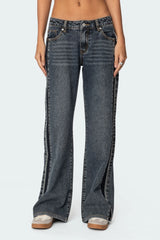 Contrast Panel Low Rise Baggy Jeans