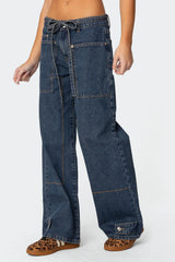 Funky Stitch Low Rise Baggy Jeans