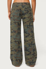 Quincy Studded Low Rise Baggy Jeans