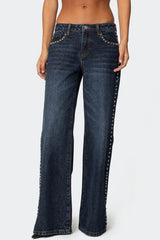 Stassie Studded Low Rise Baggy Jeans