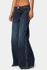 Stassie Studded Low Rise Baggy Jeans