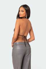 Draped Scoop Neck Open Back Top