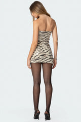 Sequin Zebra Printed Mini Dress