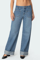 Madi Cuffed Low Rise Baggy Jeans
