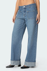 Madi Cuffed Low Rise Baggy Jeans